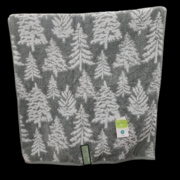 8pc Balsam & Fir Christmas Tree Farm Bath Hand Washcloth Towel Set Gray White - Picture 2 of 11
